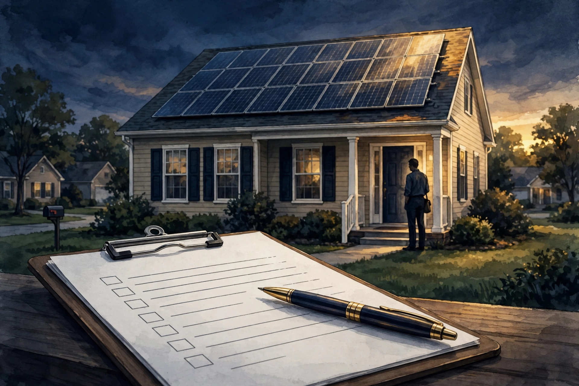 South Carolina homeowner reviewing a solar panel contract after a door-to-door sales pitch — cancellation rights and fraud claims