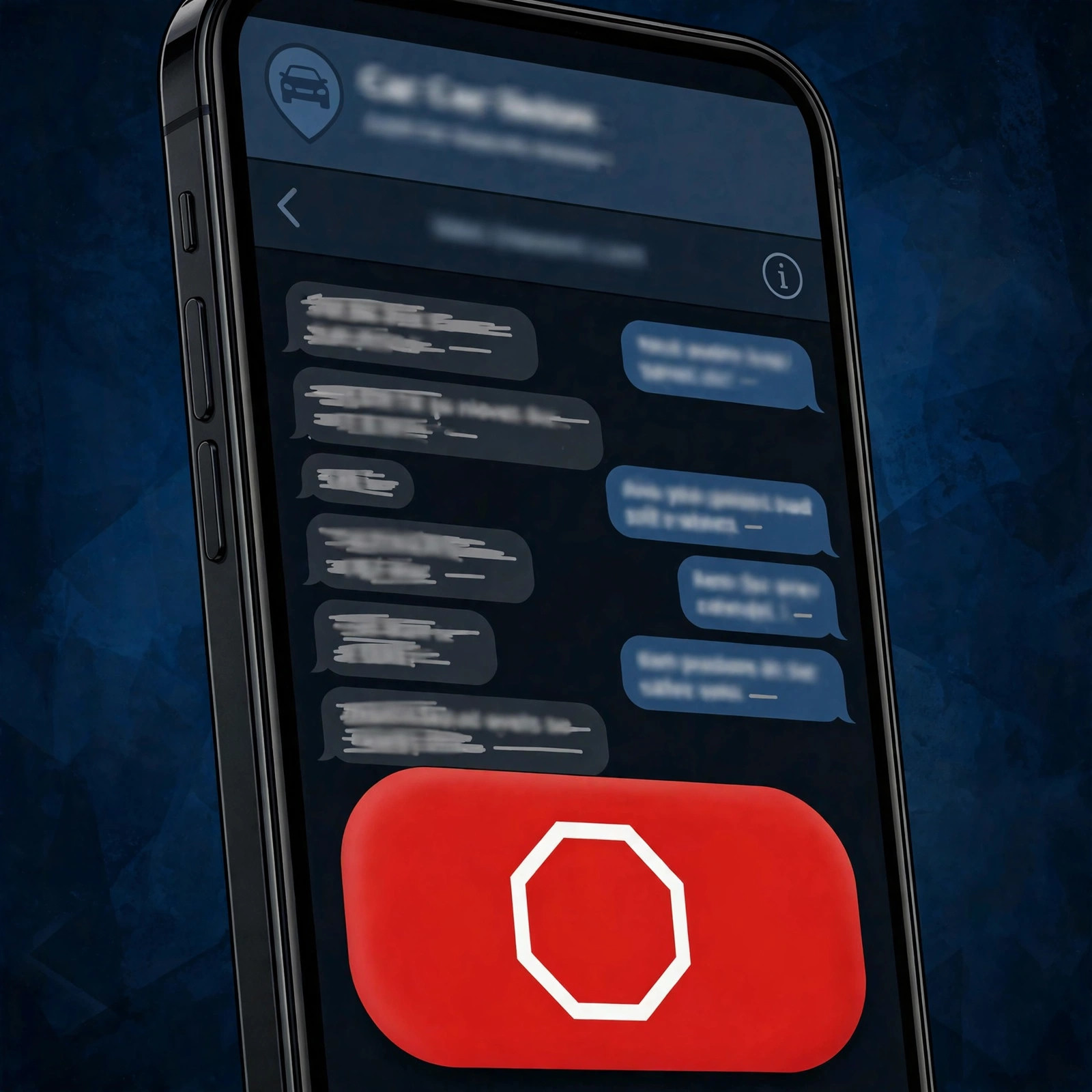 Smartphone showing car dealership text messages with a STOP reply